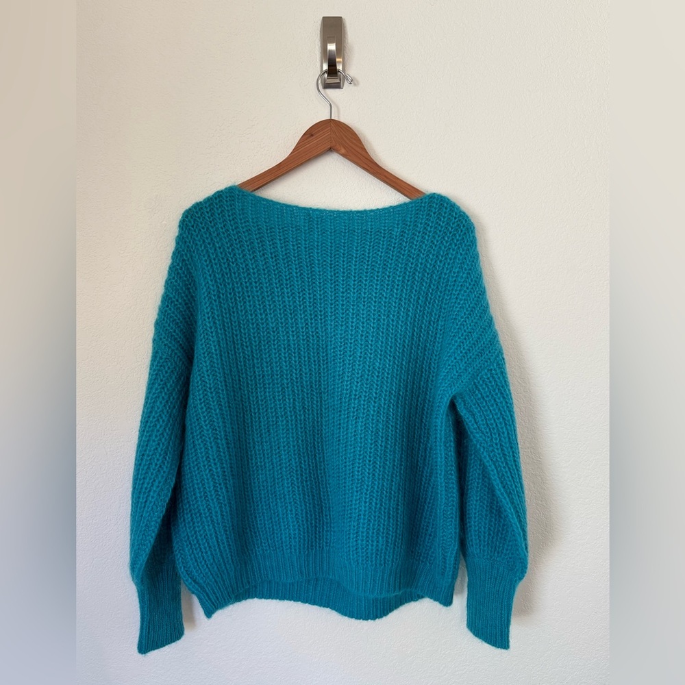 La Maille Sézane Jules Jumper Turquoise Kid Mohair Knit Womens Large Sweater - Picture 5 of 7